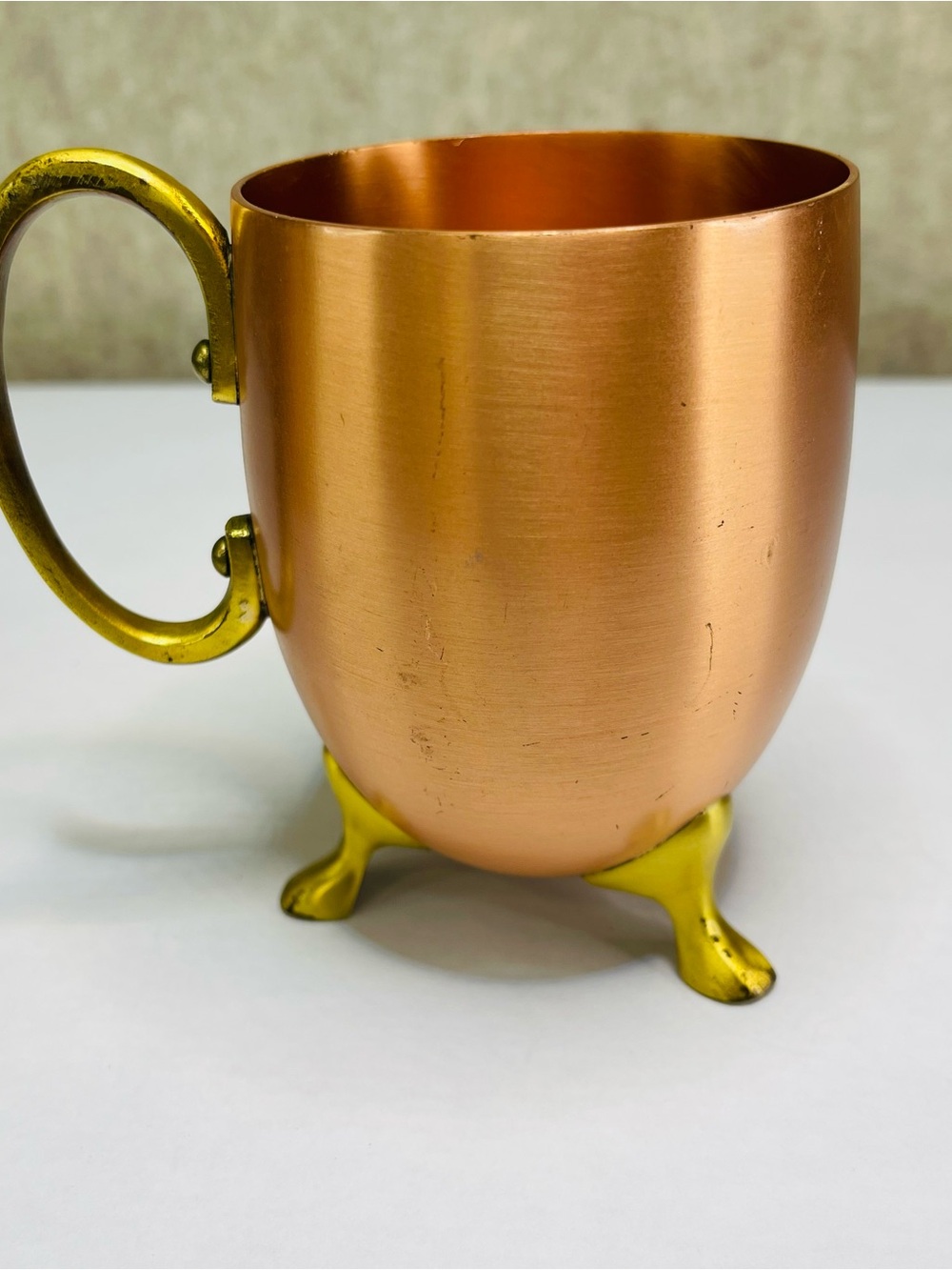 Anthropologie Caldley Copper Moscow Mule Mugs Footed with Brass Legs, Set of 2